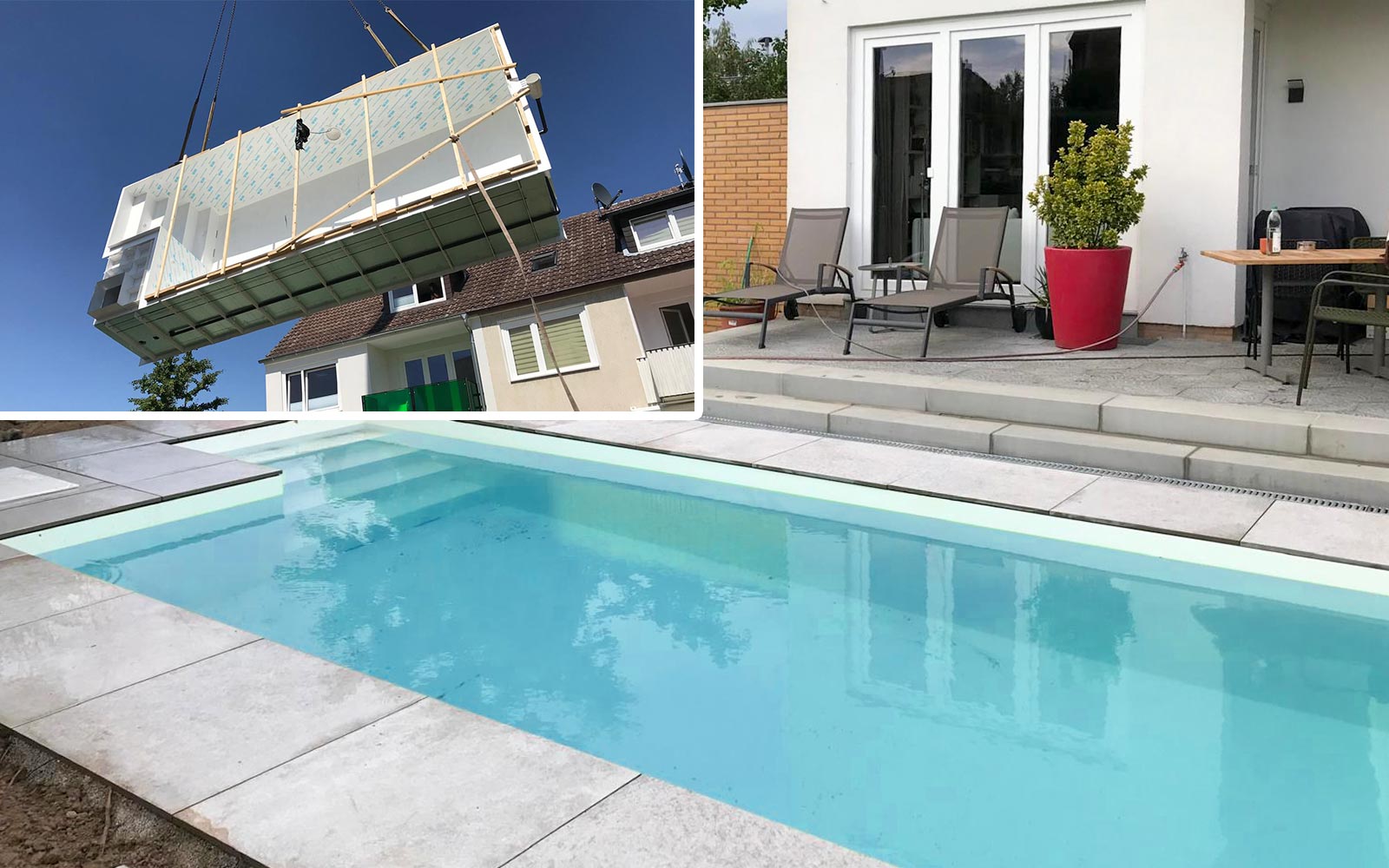 Einbau eines Fertigteil-Pools Montage eines Fertigteil-Pools inkl. Bodenaushub