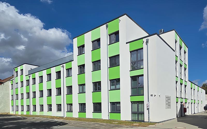 Neubau eines Studierendenwohnheims. Rohbauzeit: 7 Monate